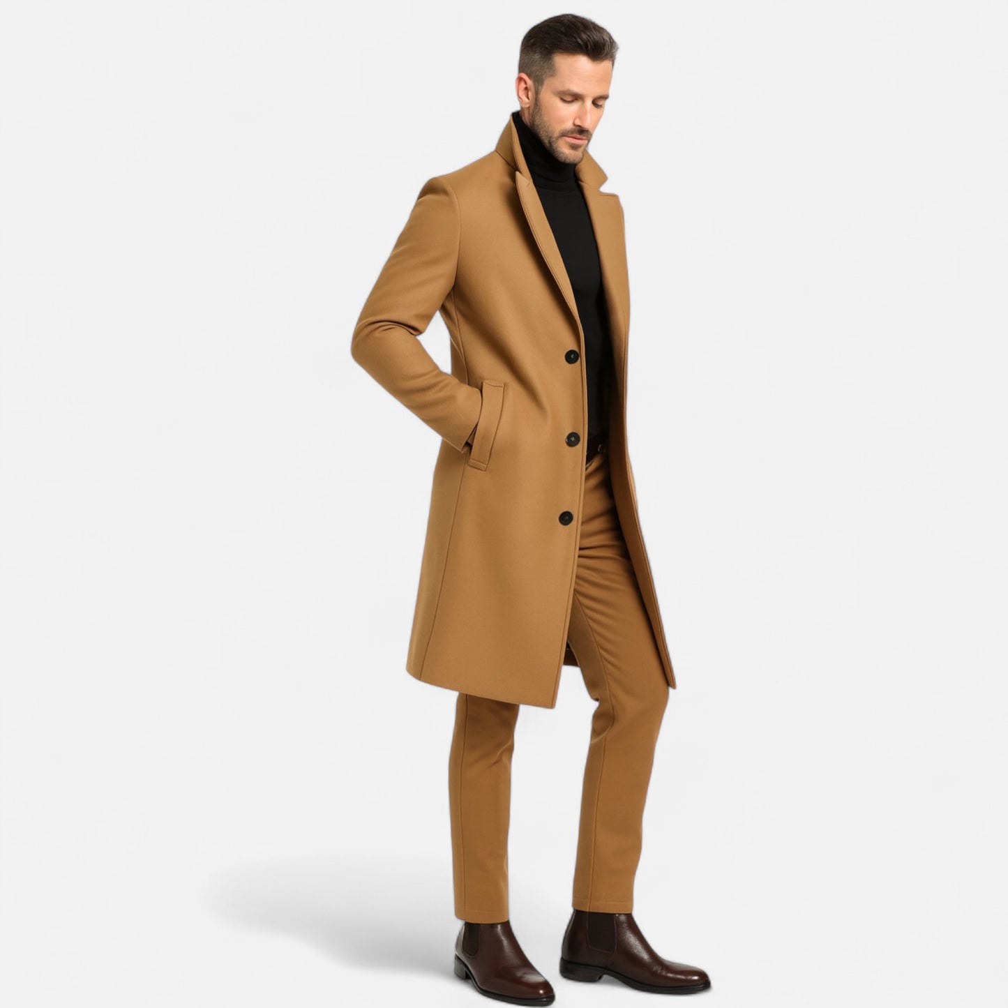 Velour Mode | Manteau Long Femme à Simple Boutonnage et Revers Structurés