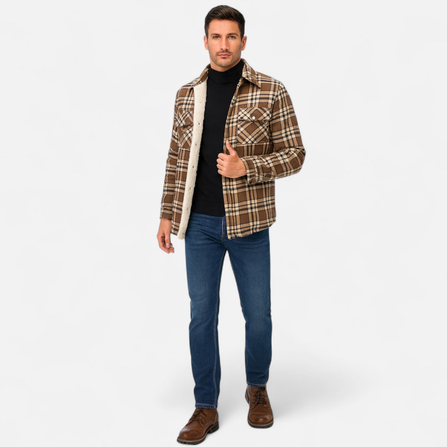 Velour Mode | Veste Femme à Carreaux avec Boutonnage et Doublure Intérieure