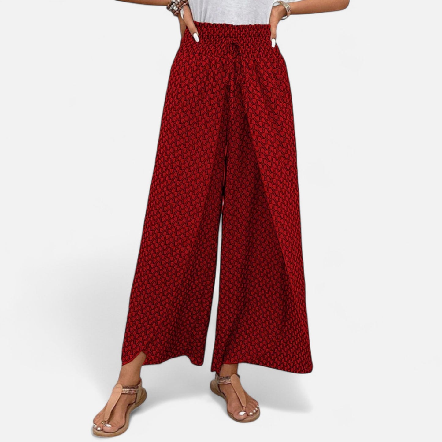 Velour Mode | Pantalon Femme à Motif Géométrique – Graphisme Élégant, Confort Structuré