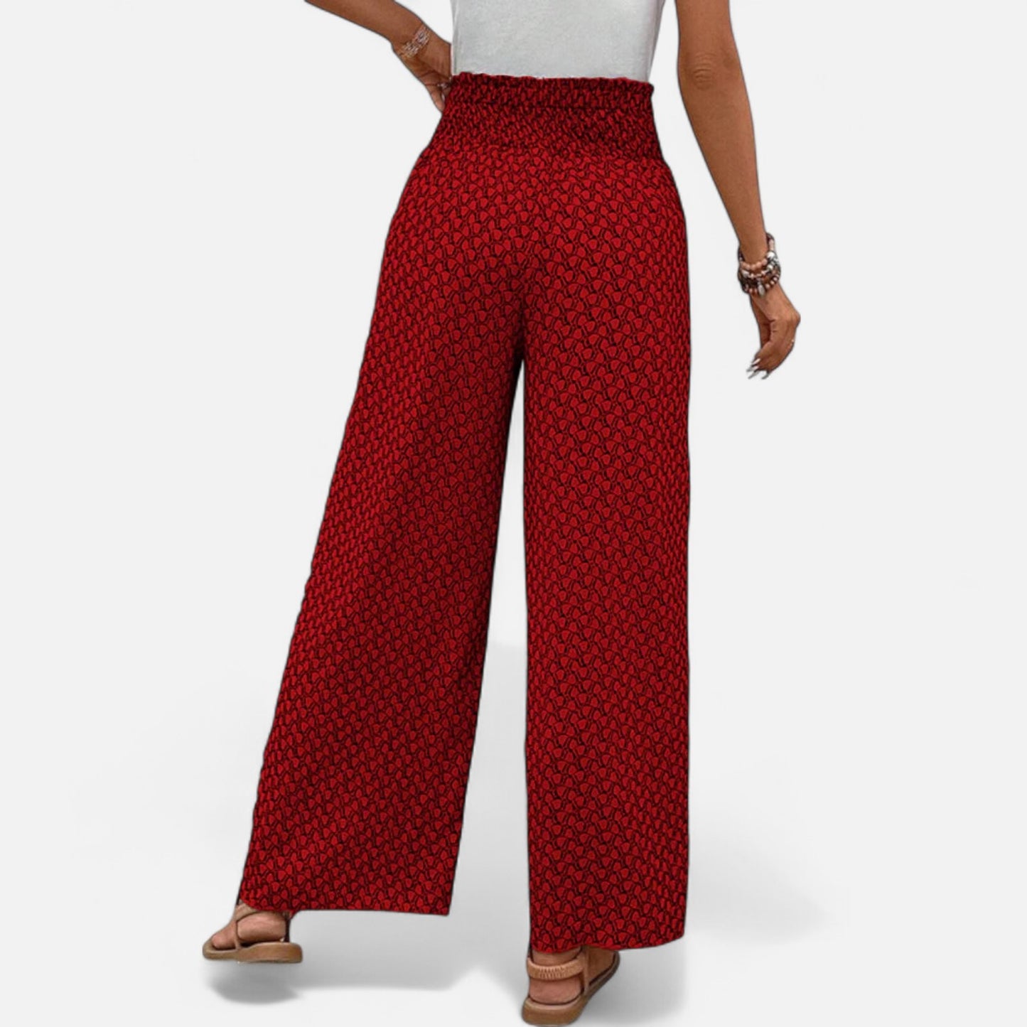 Velour Mode | Pantalon Femme à Motif Géométrique – Graphisme Élégant, Confort Structuré