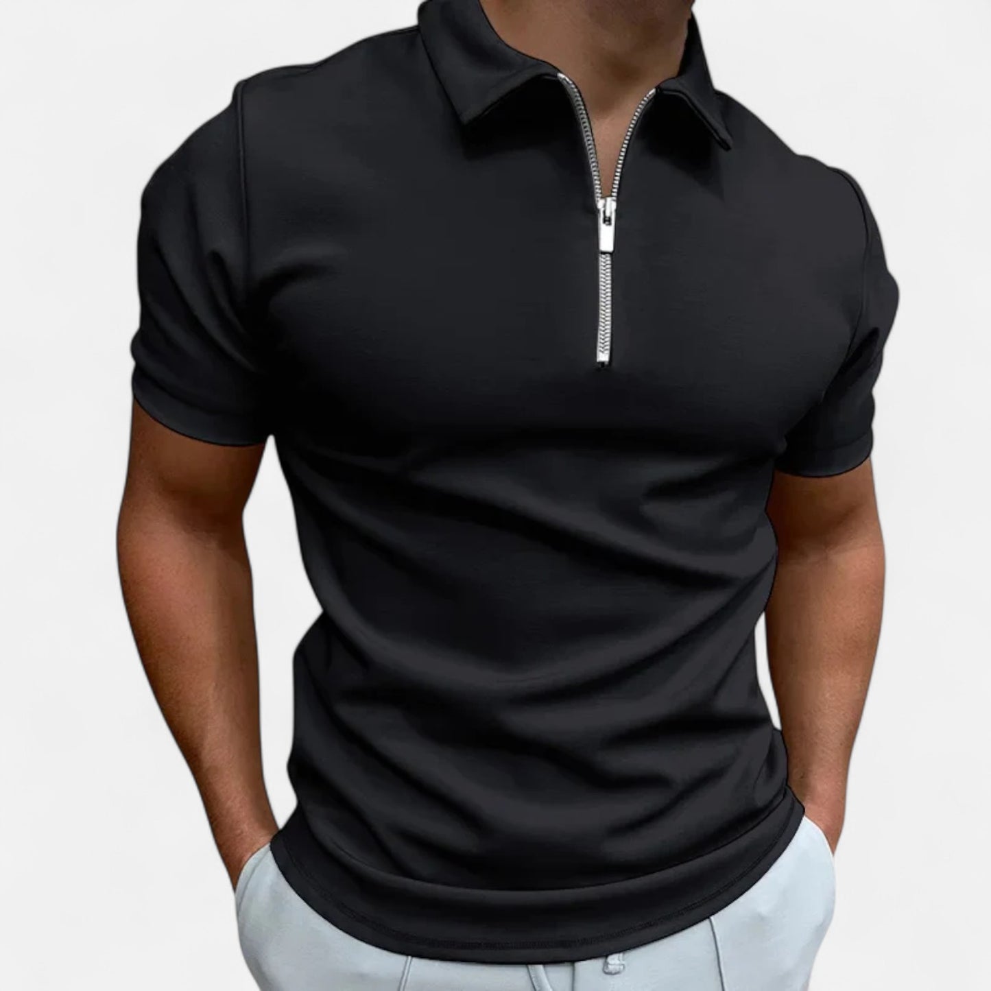 Velour Mode | Polo Zippé Homme – Demi-Fermeture, Style Sport-Chic Structuré