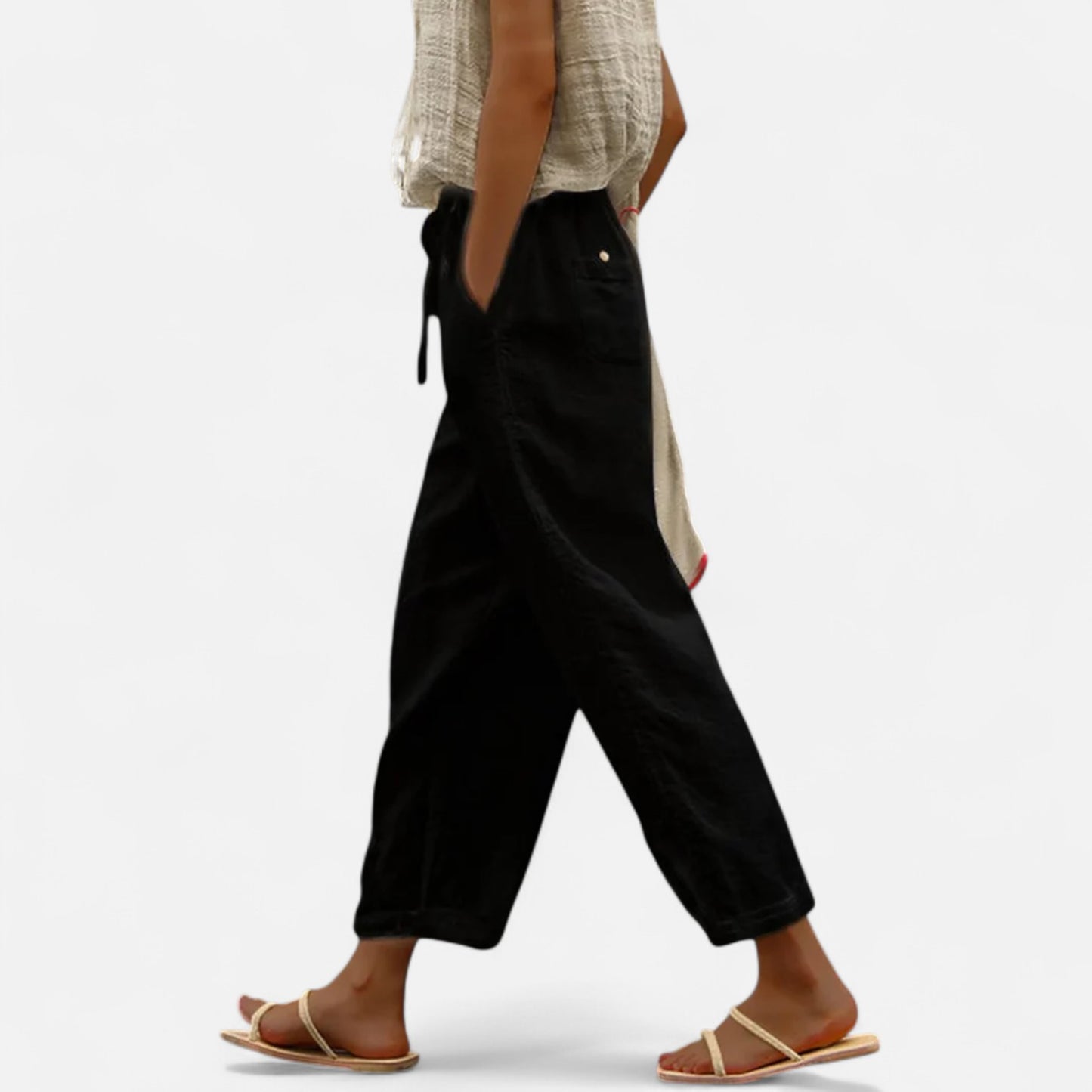 Velour Mode | Pantalon Décontracté Femme en Coton Pur – Couleur Unie, Élégance Naturelle
