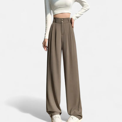 Velour Mode | Pantalon Large Élégant pour Femme – Taille Haute, Style Coréen, Noir