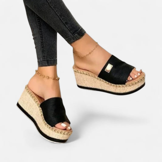 Velour Mode | Sandales Compensées Ouvertes Femme – Élégance Aérienne, Hauteur Confort