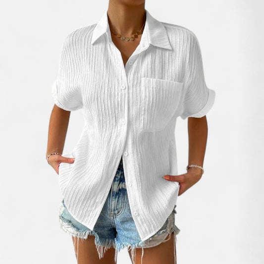 Velour Mode | Blouse Femme Décontractée Boutonnée – Col Chemise, Coupe Ample Élégante