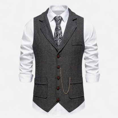 Velour Mode | Gilet Homme Motif Chevron Rétro – Charme Héritage, Élégance Structurée