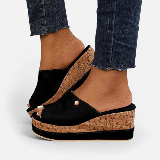 Velour Mode | Sandales à Lacets Femme avec Semelle en Liège – Plateforme Confort, Élégance Naturelle