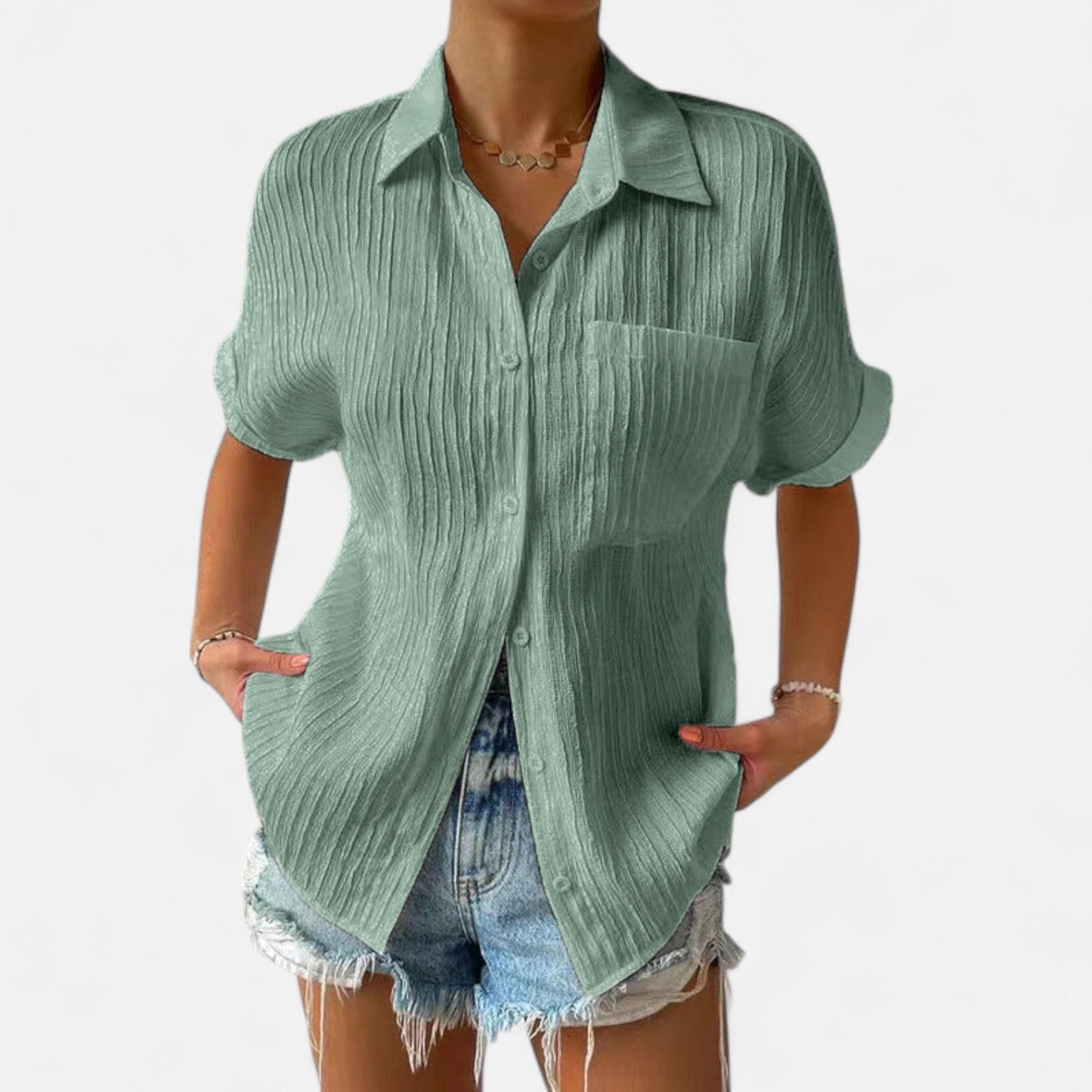 Velour Mode | Blouse Femme Décontractée Boutonnée – Col Chemise, Coupe Ample Élégante