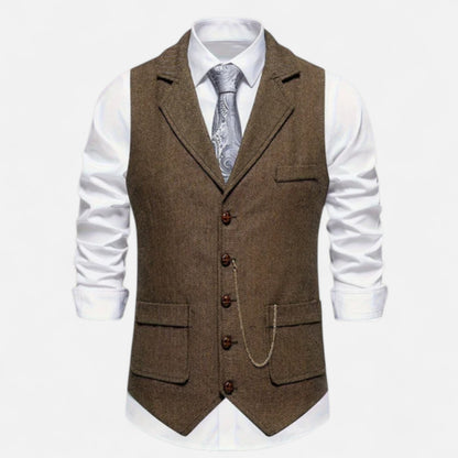 Velour Mode | Gilet Homme Motif Chevron Rétro – Charme Héritage, Élégance Structurée