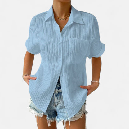 Velour Mode | Blouse Femme Décontractée Boutonnée – Col Chemise, Coupe Ample Élégante