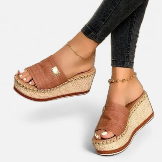 Velour Mode | Sandales Compensées Ouvertes Femme – Élégance Aérienne, Hauteur Confort