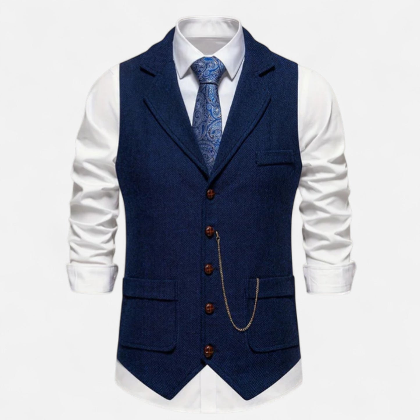 Velour Mode | Gilet Homme Motif Chevron Rétro – Charme Héritage, Élégance Structurée