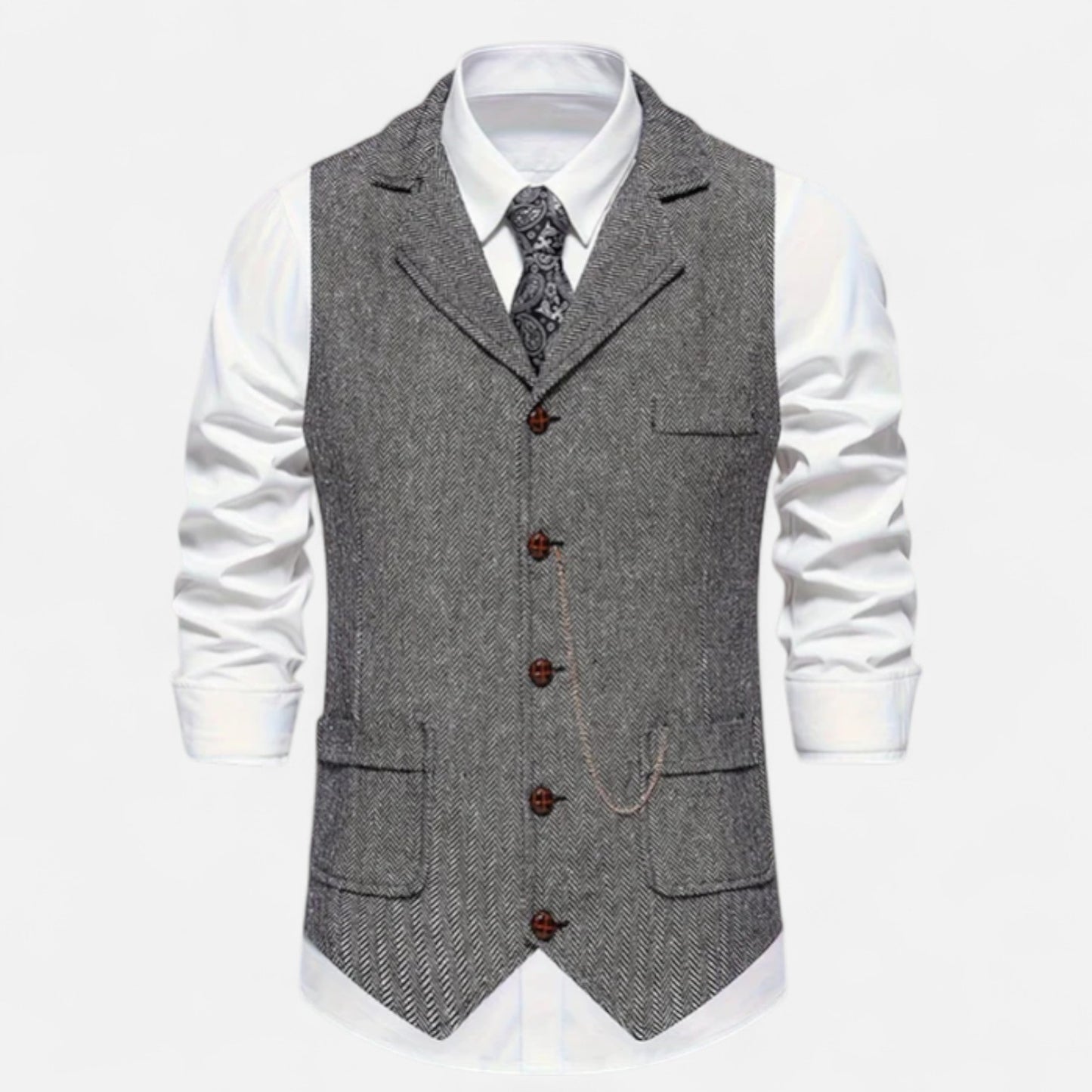Velour Mode | Gilet Homme Motif Chevron Rétro – Charme Héritage, Élégance Structurée