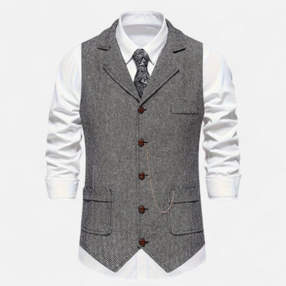 Velour Mode | Gilet Homme Motif Chevron Rétro – Charme Héritage, Élégance Structurée