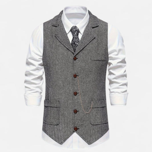 Velour Mode | Gilet Homme Motif Chevron Rétro – Charme Héritage, Élégance Structurée