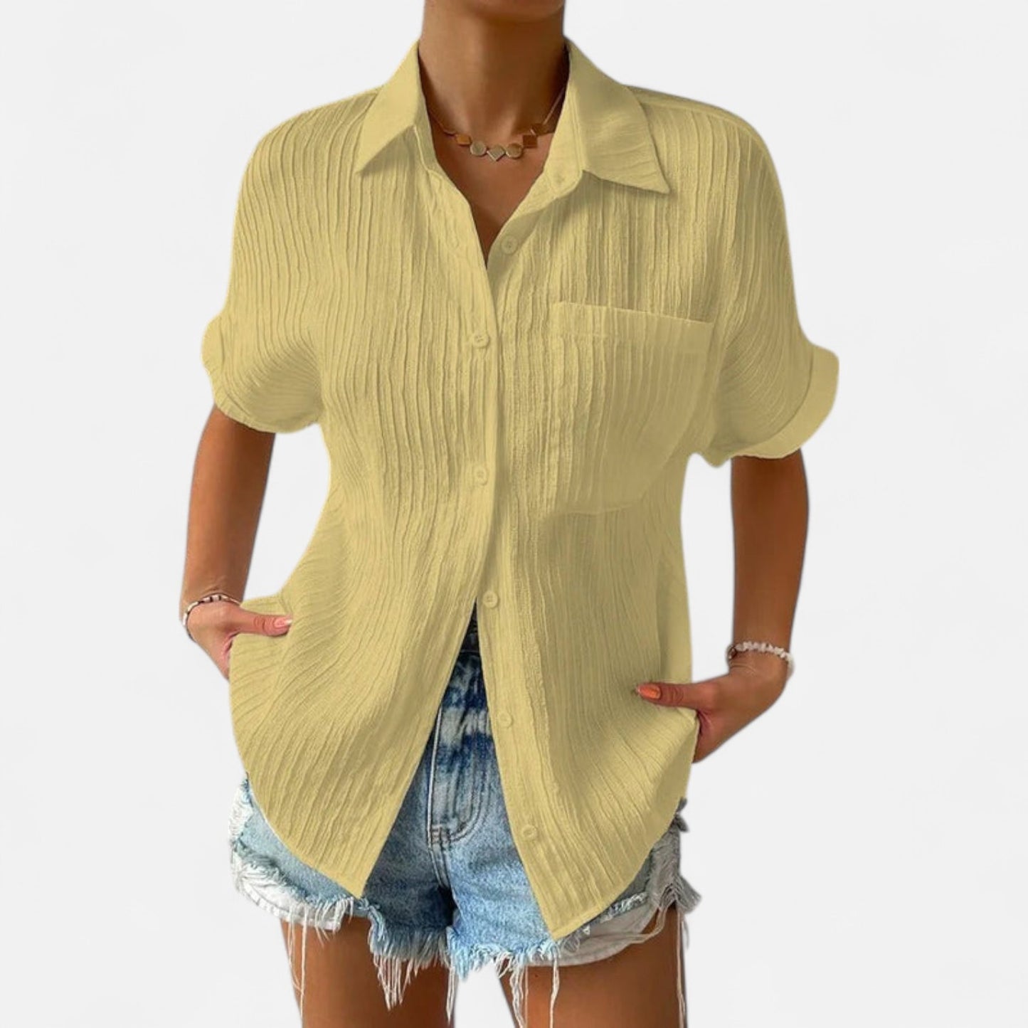 Velour Mode | Blouse Femme Décontractée Boutonnée – Col Chemise, Coupe Ample Élégante