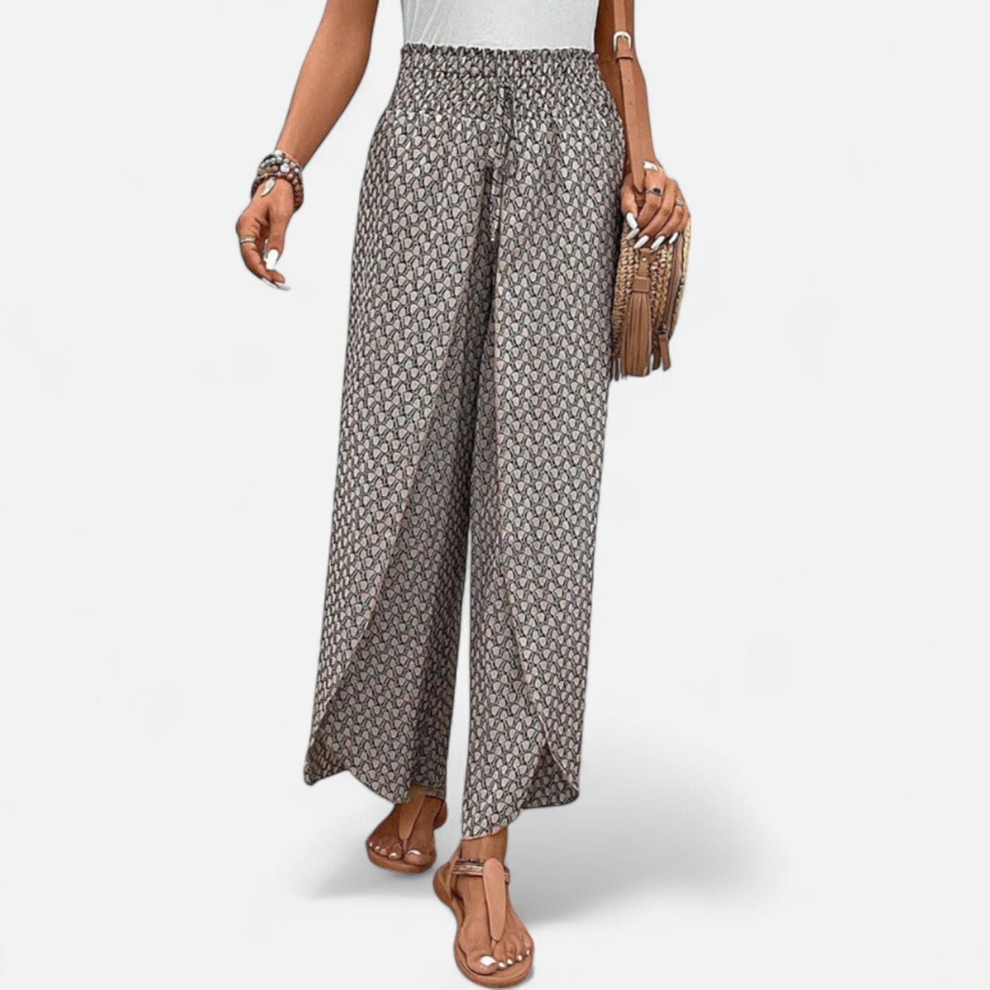 Velour Mode | Pantalon Femme à Motif Géométrique – Graphisme Élégant, Confort Structuré