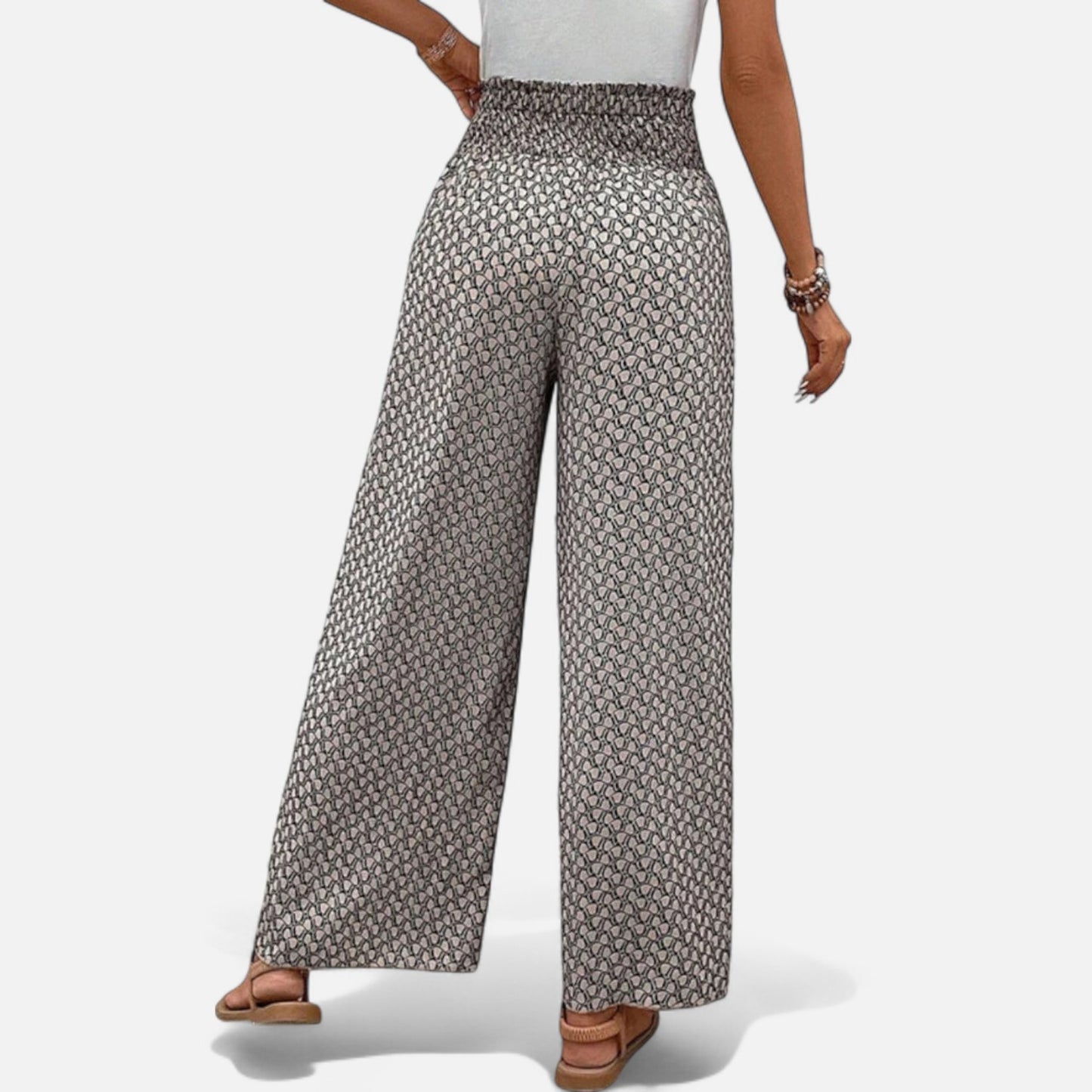 Velour Mode | Pantalon Femme à Motif Géométrique – Graphisme Élégant, Confort Structuré