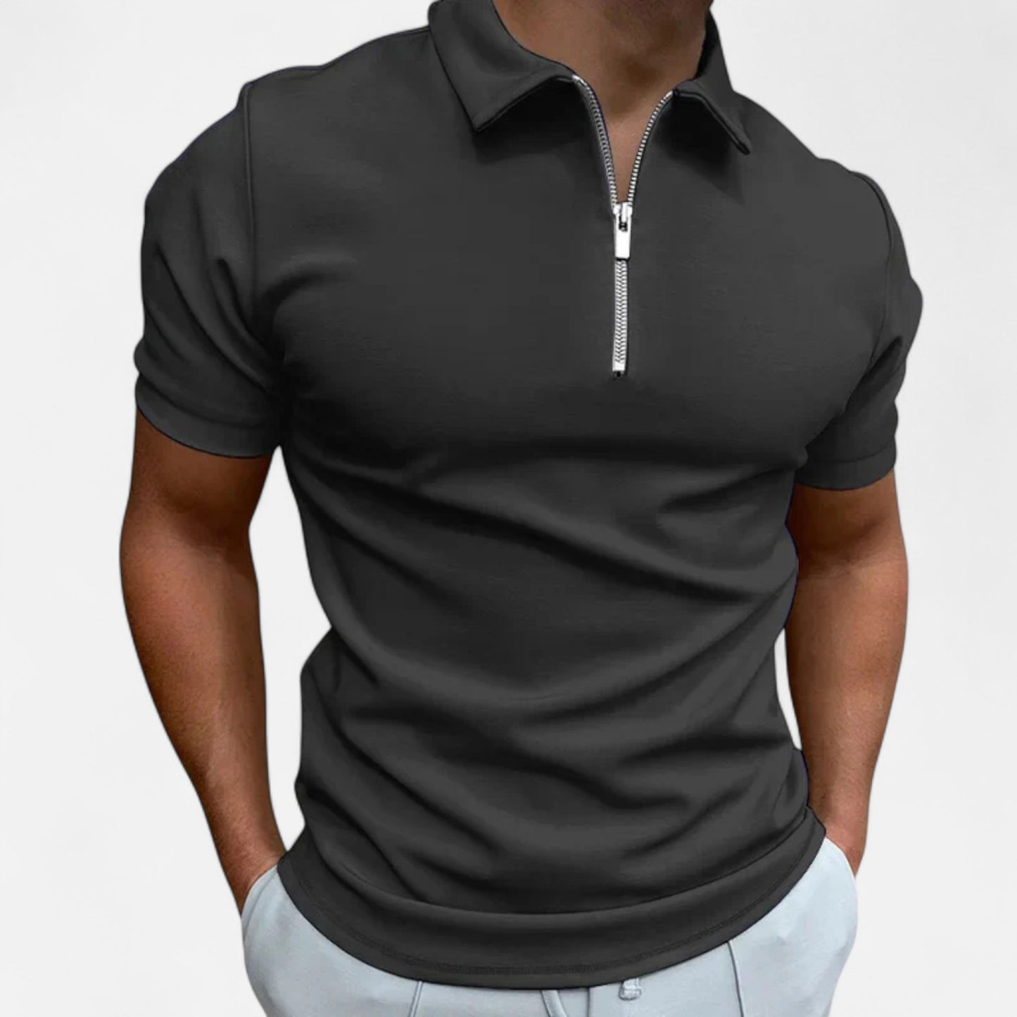 Velour Mode | Polo Zippé Homme – Demi-Fermeture, Style Sport-Chic Structuré