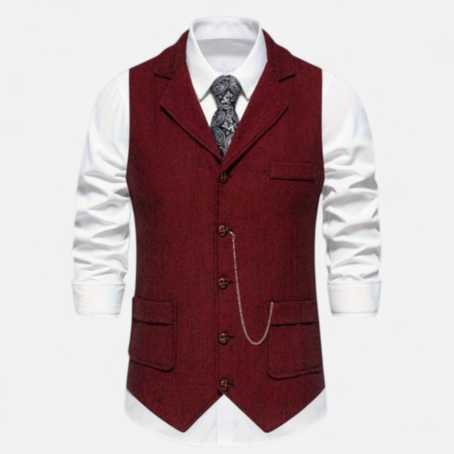 Velour Mode | Gilet Homme Motif Chevron Rétro – Charme Héritage, Élégance Structurée