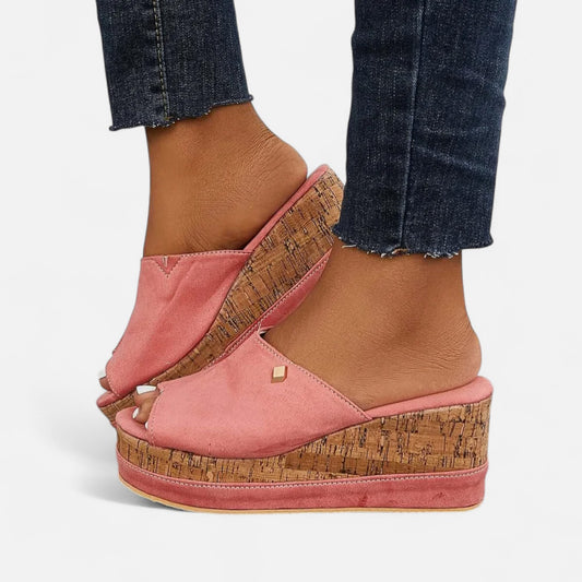 Velour Mode | Sandales à Lacets Femme avec Semelle en Liège – Plateforme Confort, Élégance Naturelle