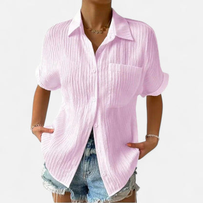 Velour Mode | Blouse Femme Décontractée Boutonnée – Col Chemise, Coupe Ample Élégante
