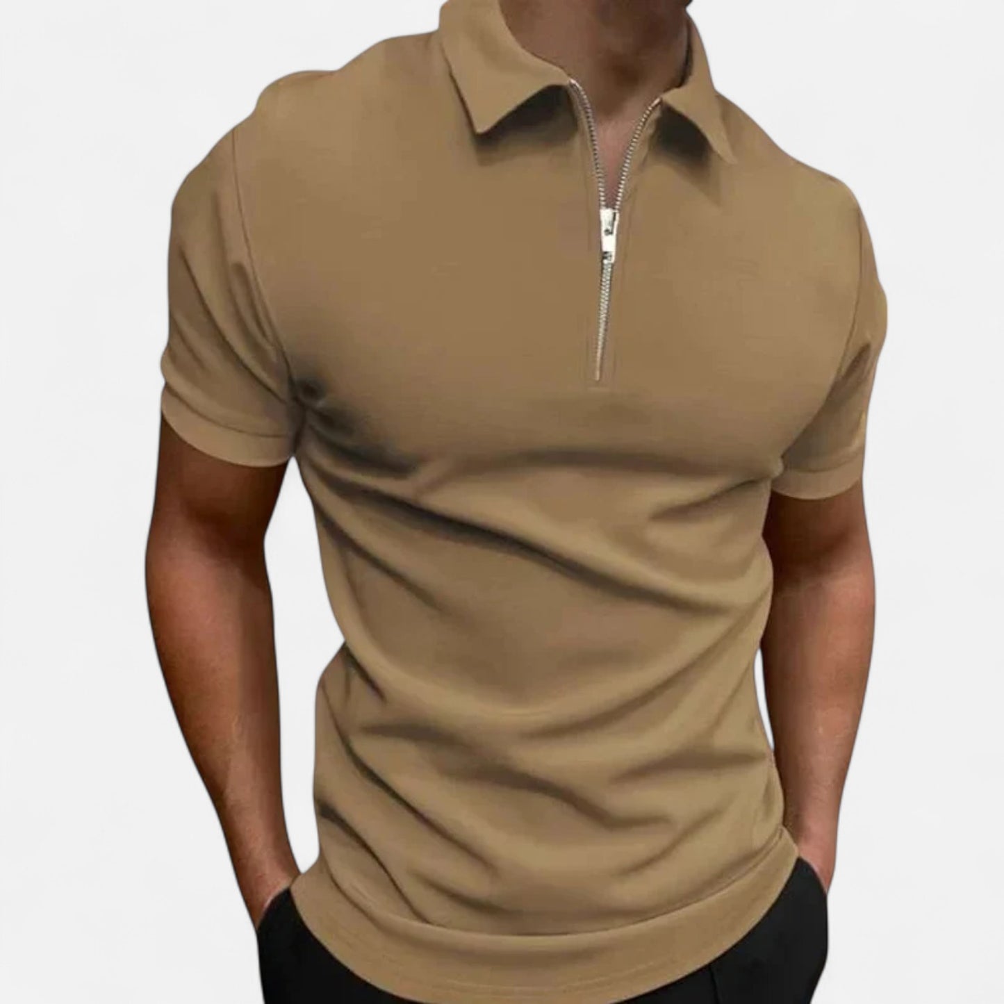 Velour Mode | Polo Zippé Homme – Demi-Fermeture, Style Sport-Chic Structuré