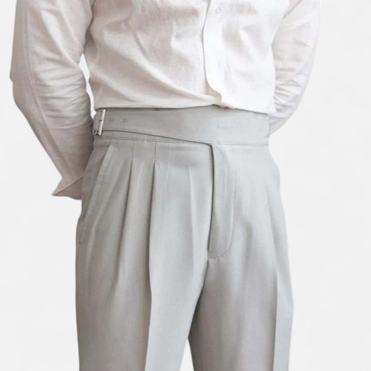 Velour Mode | Pantalon Classique à Boucle Homme – Taille Ceinturée, Élégance Structurée