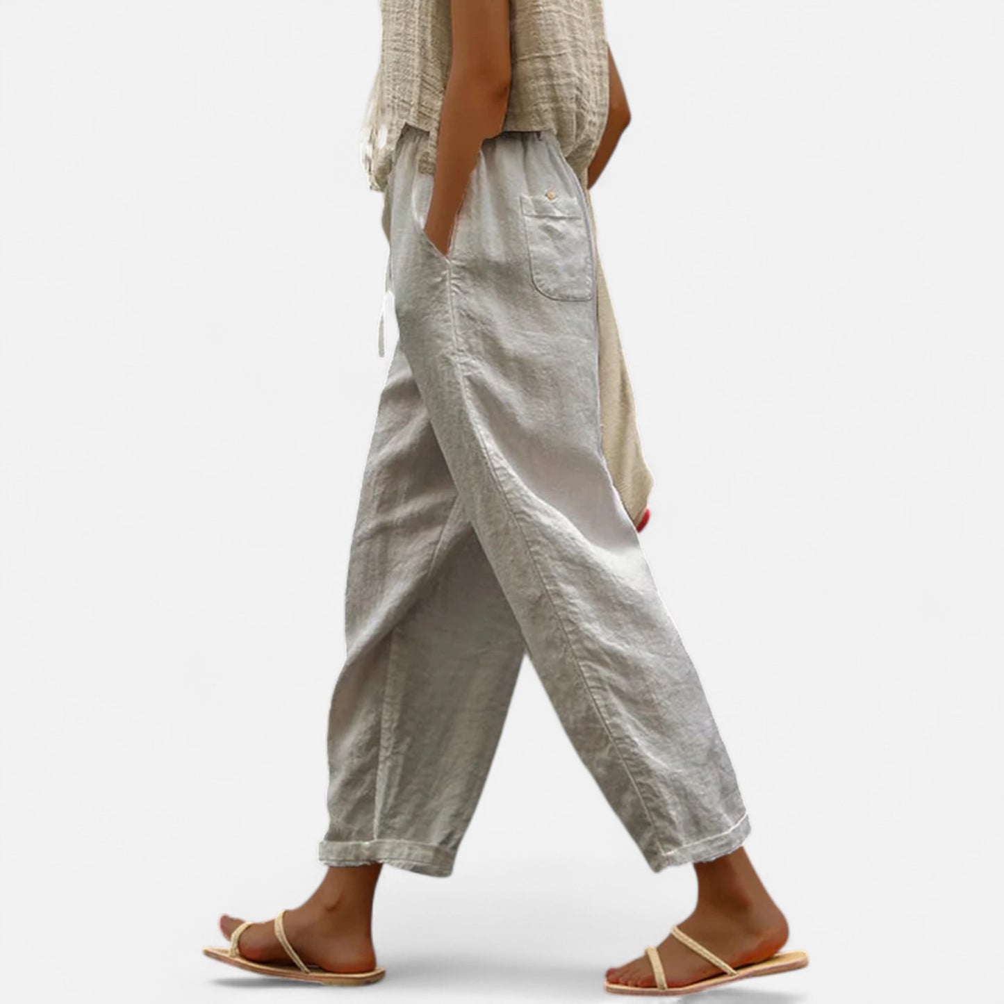 Velour Mode | Pantalon Décontracté Femme en Coton Pur – Couleur Unie, Élégance Naturelle