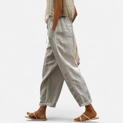 Velour Mode | Pantalon Décontracté Femme en Coton Pur – Couleur Unie, Élégance Naturelle