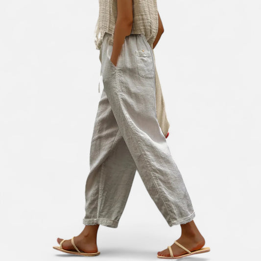 Velour Mode | Pantalon Décontracté Femme en Coton Pur – Couleur Unie, Élégance Naturelle