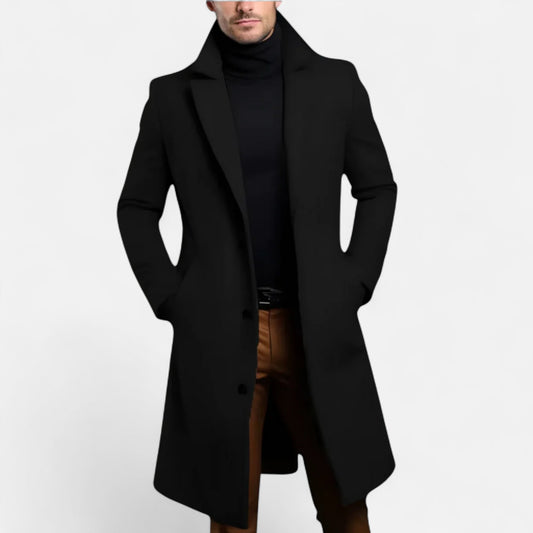 Velour Mode | Manteau Long Femme à Simple Boutonnage et Revers Structurés