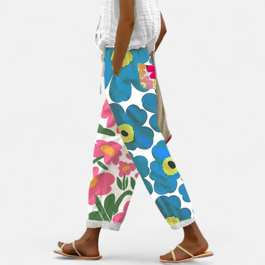Velour Mode | Pantalon Imprimé Fleuri – Fraîcheur Graphique, Allure Audacieuse