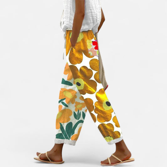 Velour Mode | Pantalon Imprimé Fleuri – Fraîcheur Graphique, Allure Audacieuse