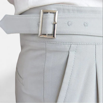 Velour Mode | Pantalon Classique à Boucle Homme – Taille Ceinturée, Élégance Structurée