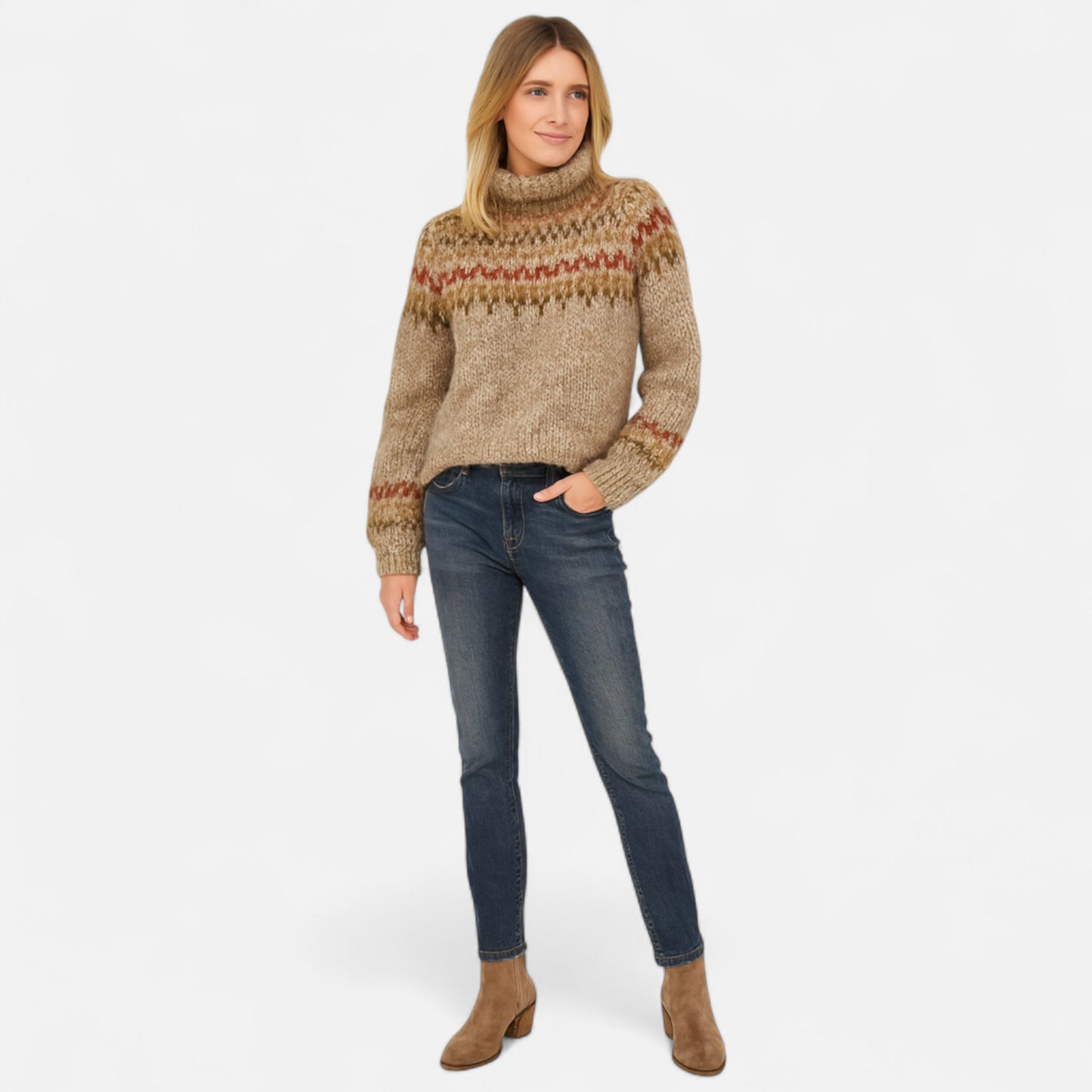 Velour Mode | Pull Col Roulé Femme en Laine Islandaise