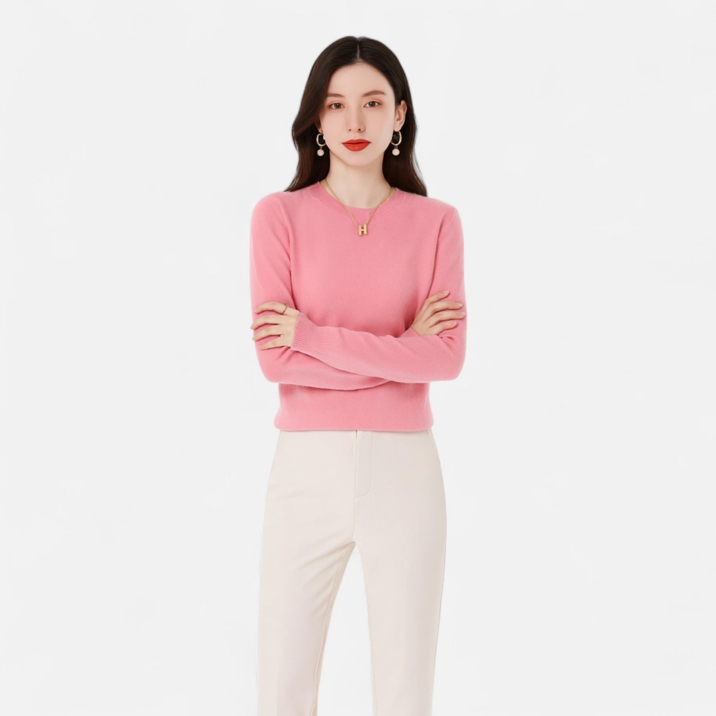 Velour Mode | Pull Femme en Cachemire à Col Rond Classique