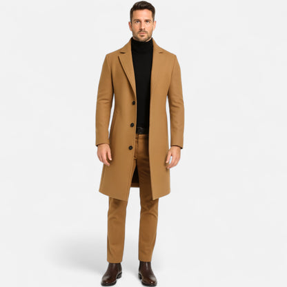 Velour Mode | Manteau Long Femme à Simple Boutonnage et Revers Structurés