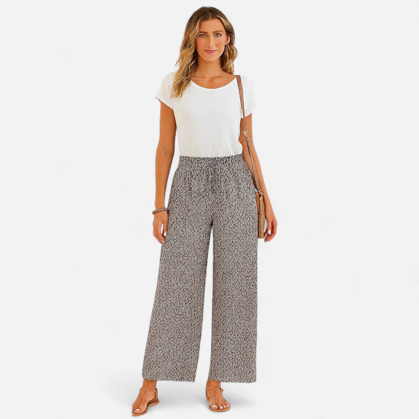 Velour Mode | Pantalon Femme à Motif Géométrique – Graphisme Élégant, Confort Structuré
