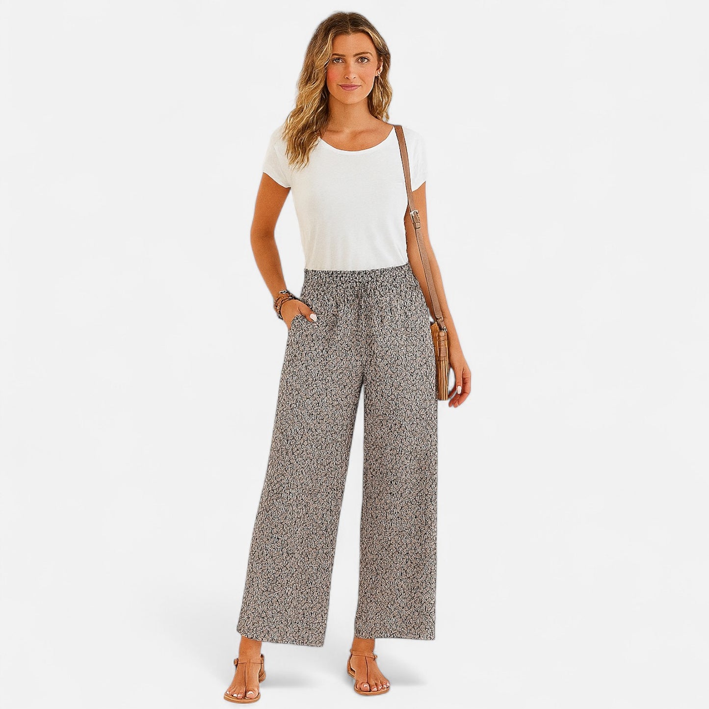 Velour Mode | Pantalon Femme à Motif Géométrique – Graphisme Élégant, Confort Structuré