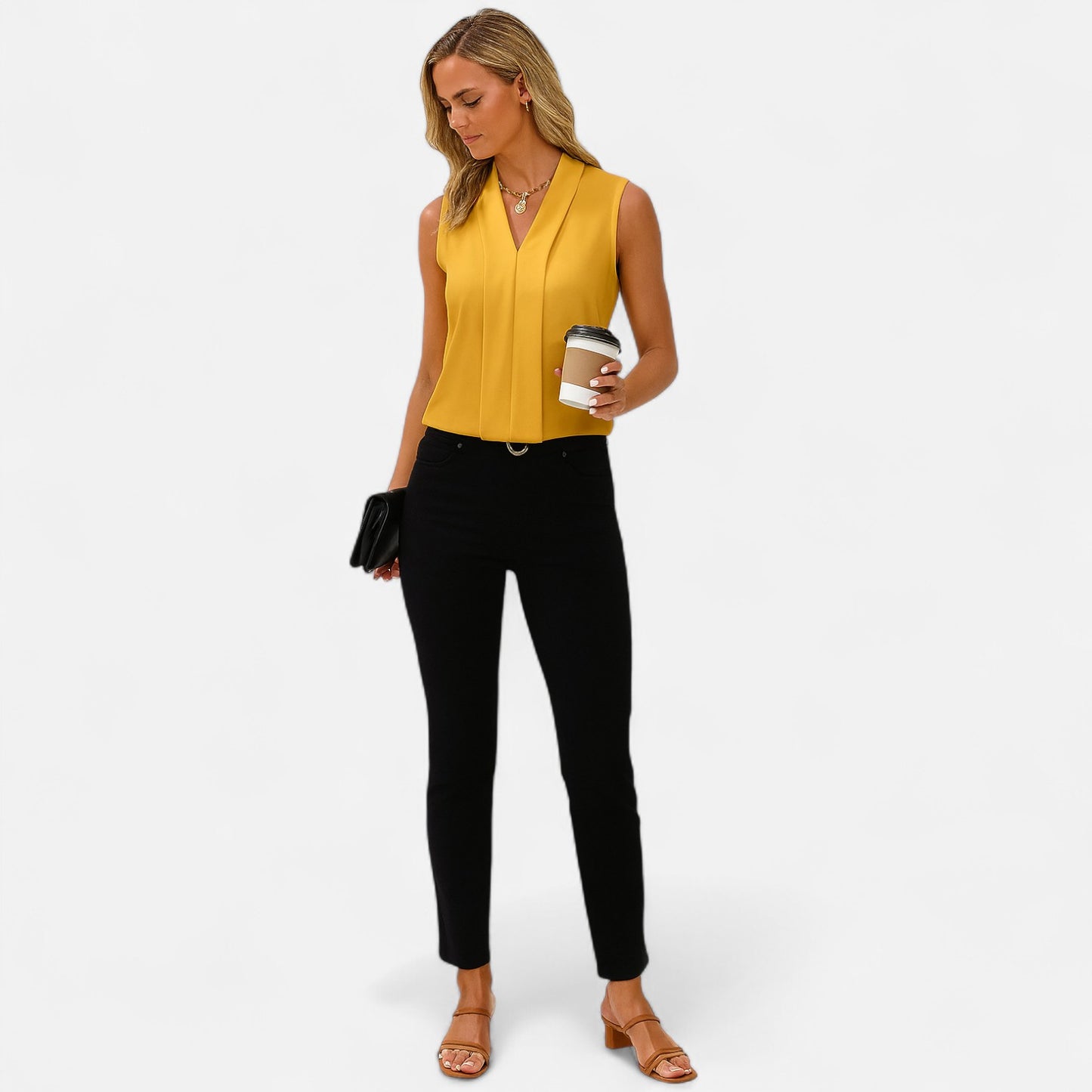 Velour Mode | Blouse Sans Manches Col V Femme – Légèreté Élégante, Ligne Épurée