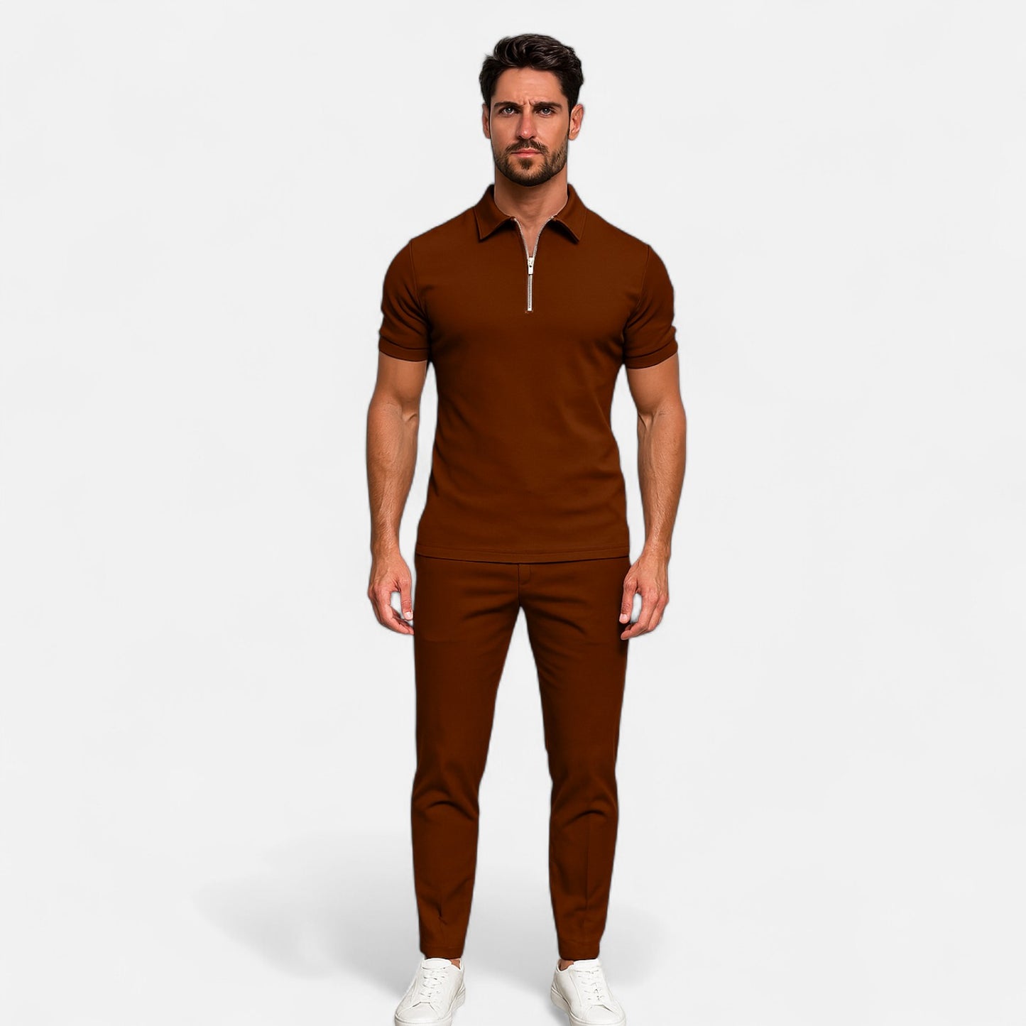 Velour Mode | Polo Zippé Homme – Demi-Fermeture, Style Sport-Chic Structuré