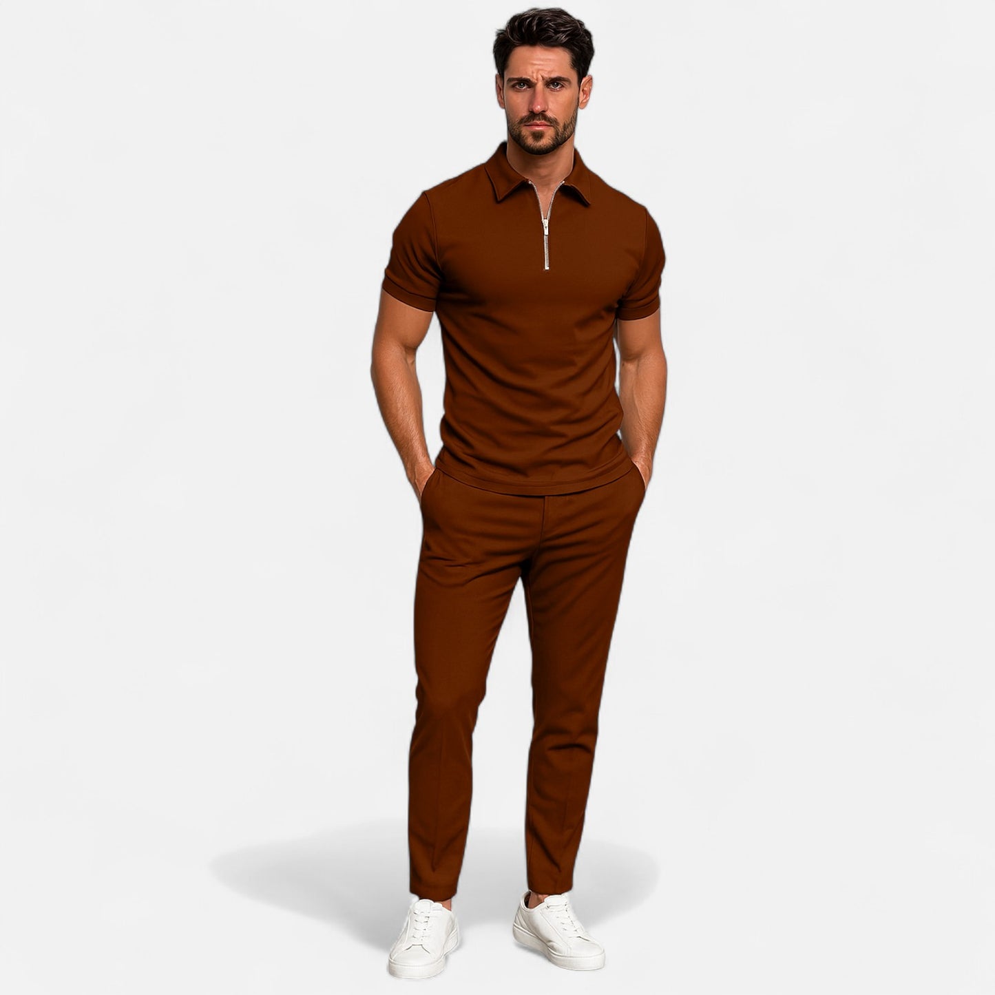 Velour Mode | Polo Zippé Homme – Demi-Fermeture, Style Sport-Chic Structuré