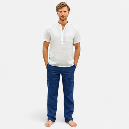 Velour Mode | Pantalon Homme Lin et Coton Coupe Ample – Fraîcheur Naturelle, Élégance Décontractée