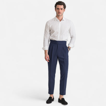 Velour Mode | Pantalon Classique à Boucle Homme – Taille Ceinturée, Élégance Structurée