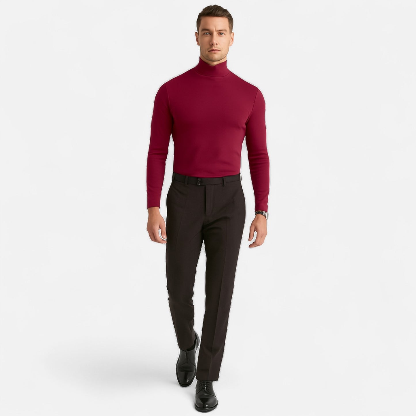 Velour Mode | Chemise Slim à Col Montant Homme – Élégance Élancée, Raffinement Moderne