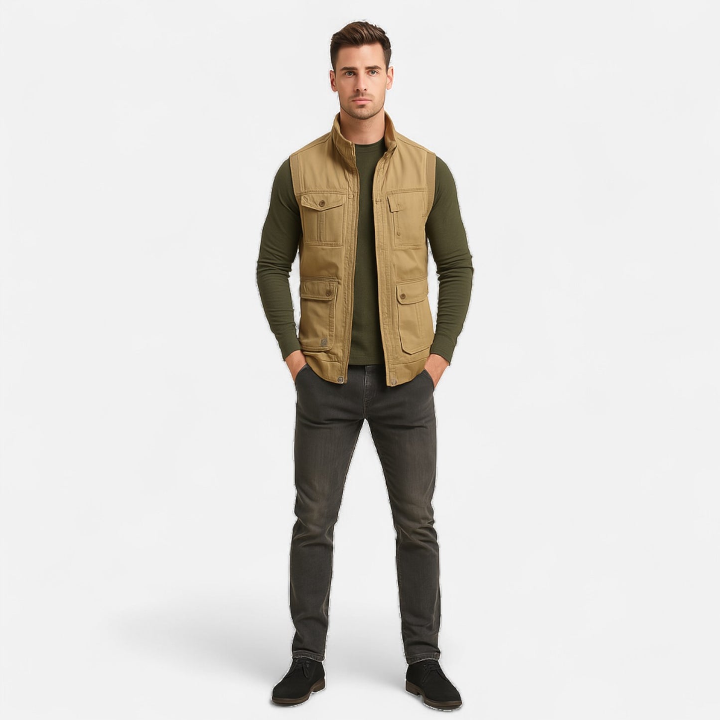 Velour Mode | Gilet Homme Multi-Poches Style Vintage – Fonctionnalité Authentique, Esprit Héritage