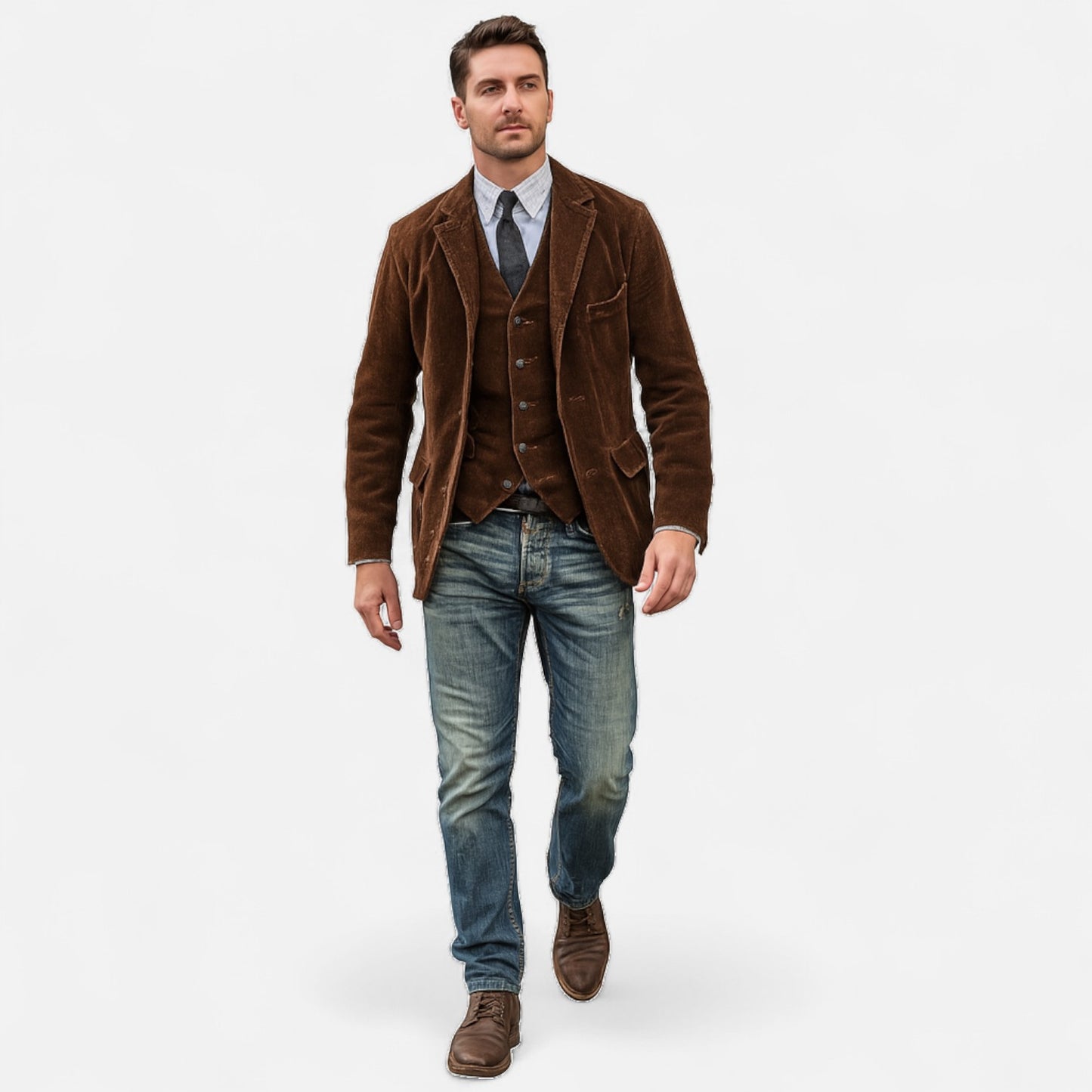 Velour Mode | Veste Homme Col à Revers en Velours Côtelé – Style Vintage, Élégance Texturée