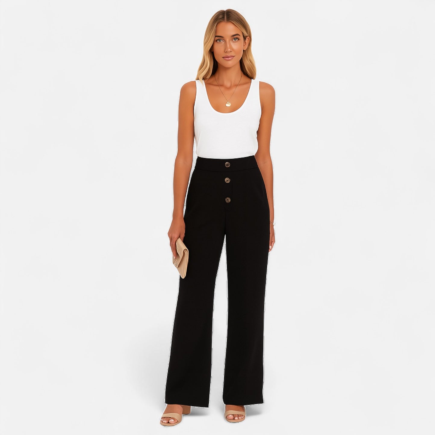 Velour Mode | Pantalon Taille Haute Smocké en Lin Mélangé – Légèreté Structurée, Élégance Décontractée