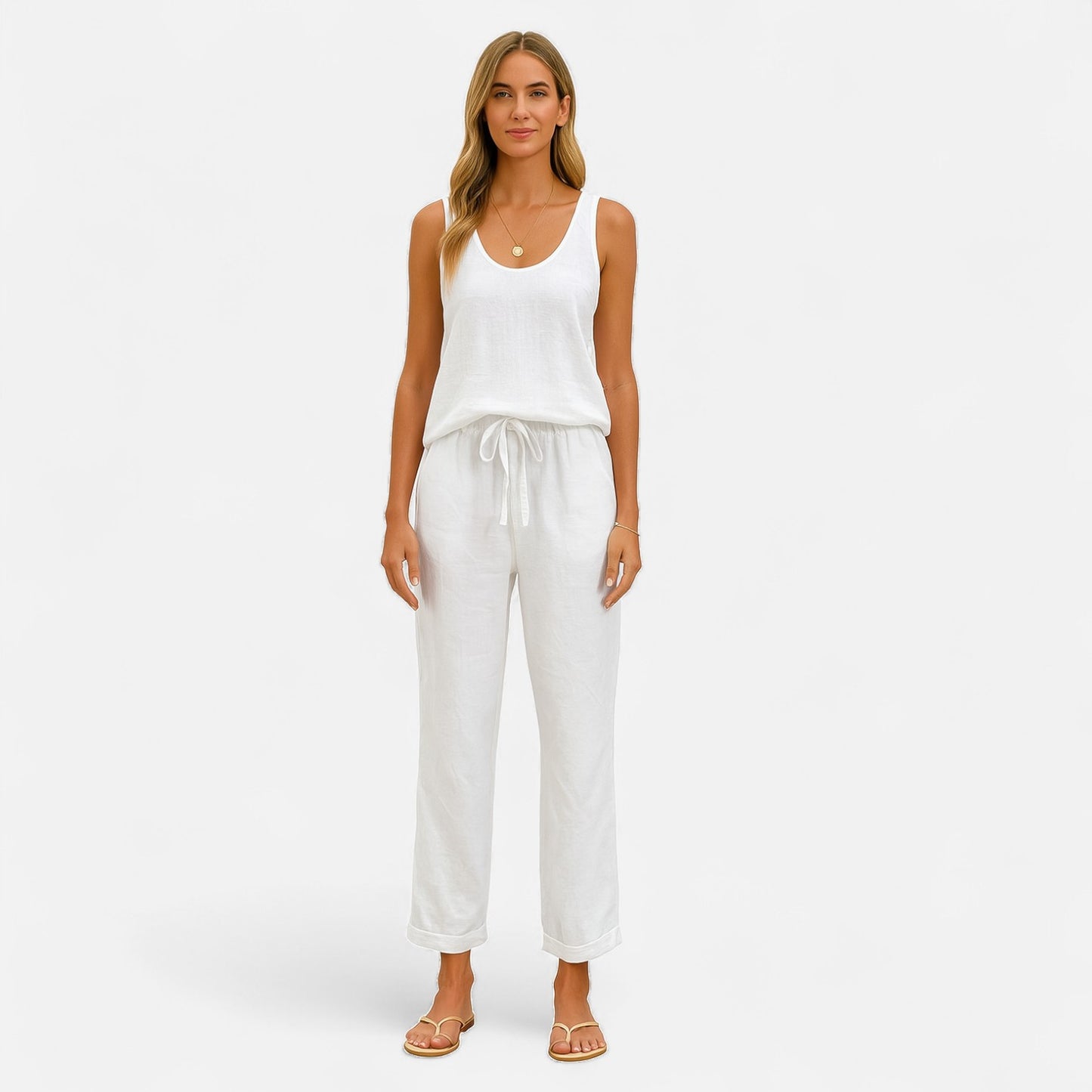 Velour Mode | Pantalon Décontracté Femme en Coton Pur – Couleur Unie, Élégance Naturelle